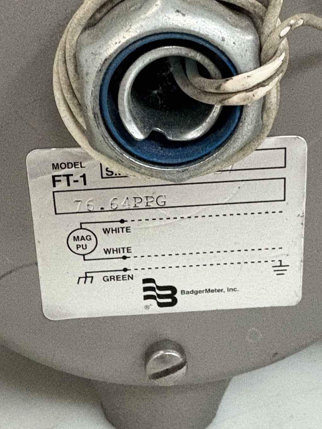 BADGER METER OSCILLATING WATER FLOW METER/TRANSMITTER SIZE 1UL TEM MODEL SP FT-1