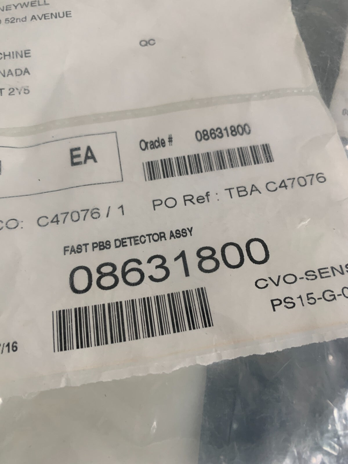 HONEYWELL MEASUREX FAST PBS DETECTOR ASSY C47076 086318003