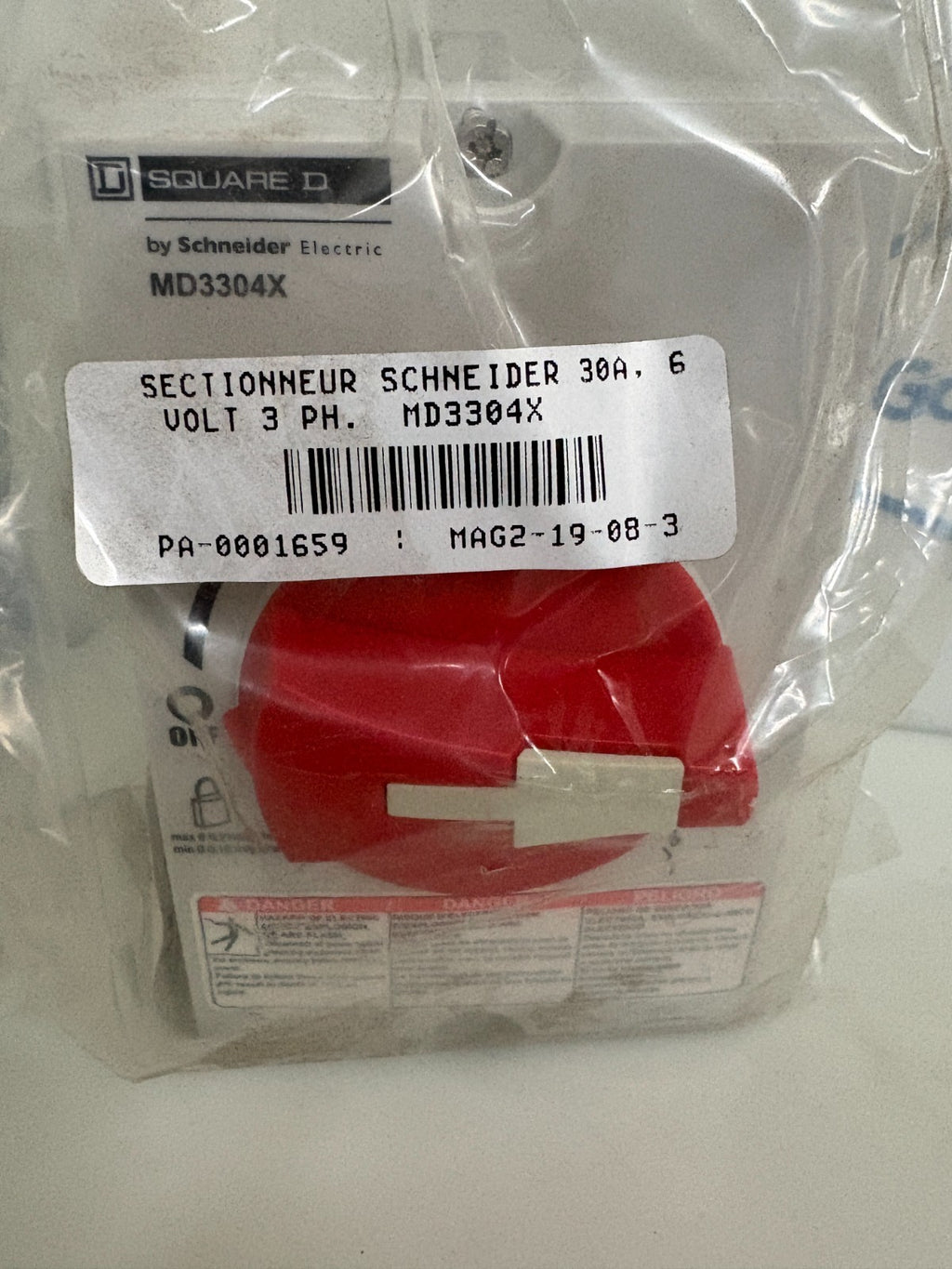SCHNEIDER SQUARE D MOTOR DISCONNECT SWITCH MD3304X