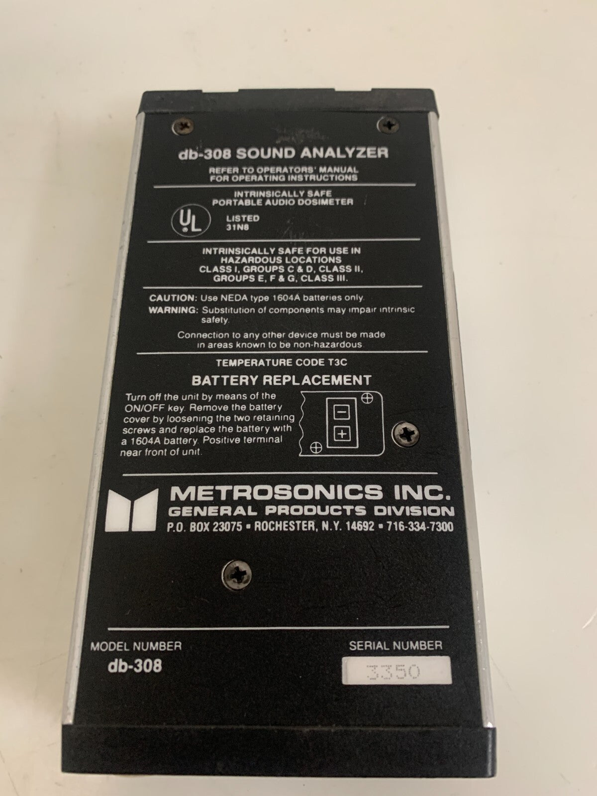METROSONICS SOUND ANALYZER DB-308 IN CASE UNIT ONLY