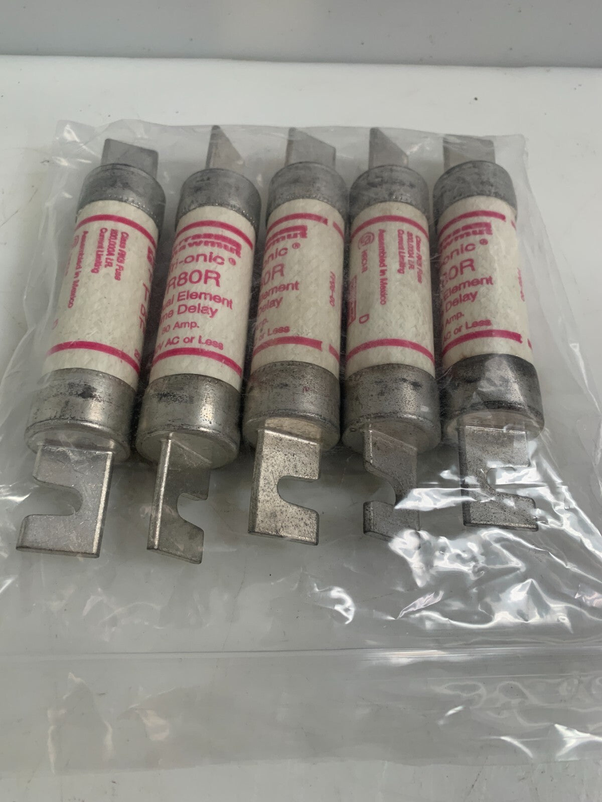 Lot of 5 Ferraz Shawmut Tri-Onic TR80R 80 amp fuses