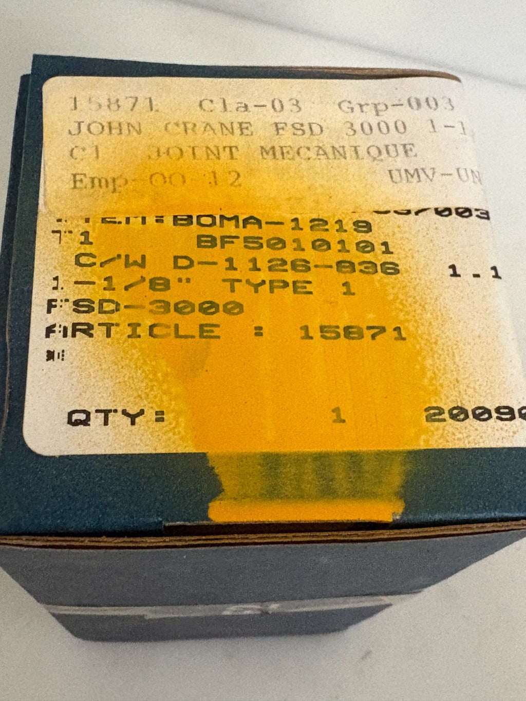 JOHN CRANE MECHANICAL SEAL 1 1/8" TYPE 1 ITEM BOMD-1219
