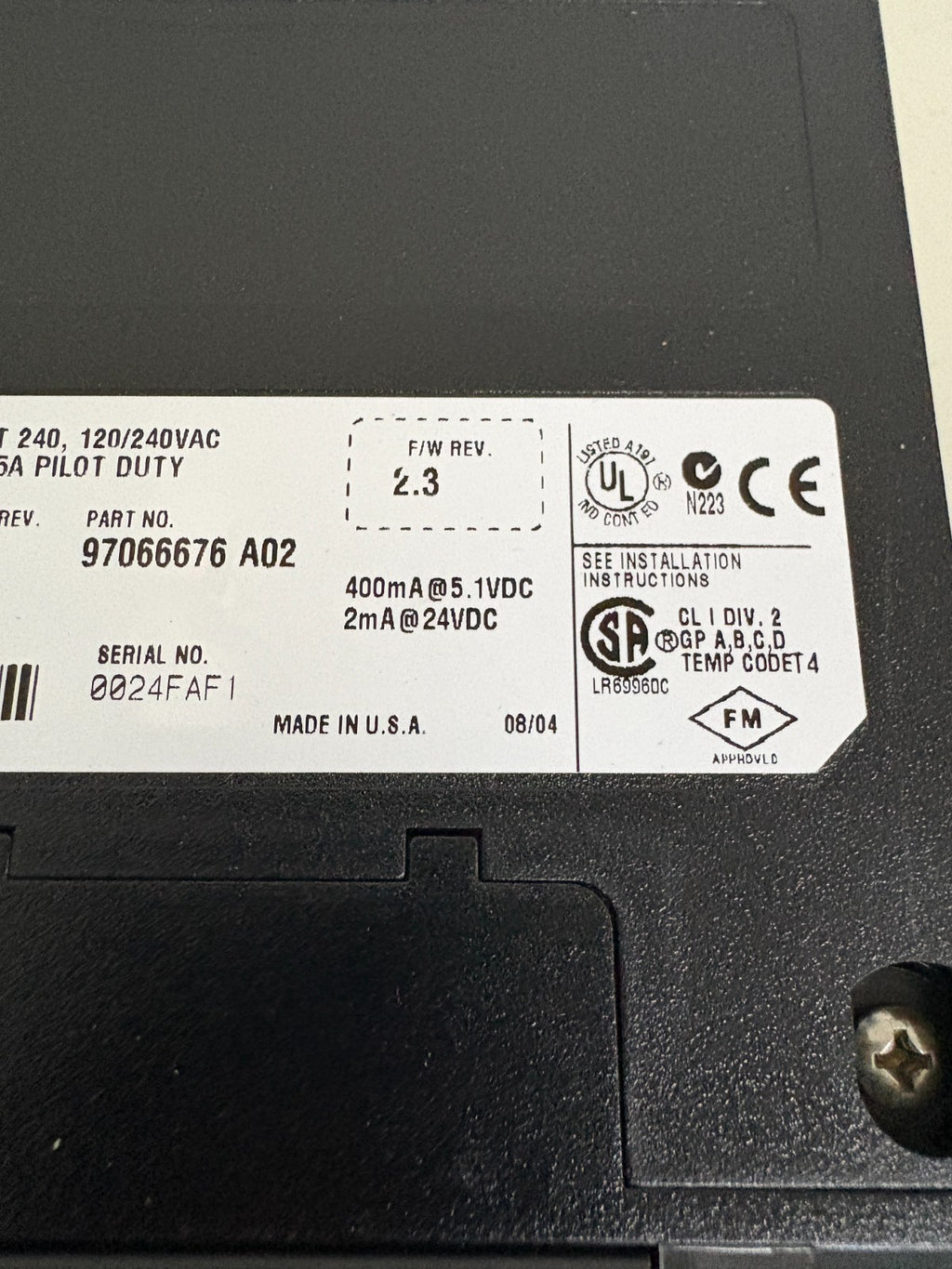 HONEYWELL AC OUTPUT PILOT DUTY MODULE TC-0DA161 G02 97066676 A02