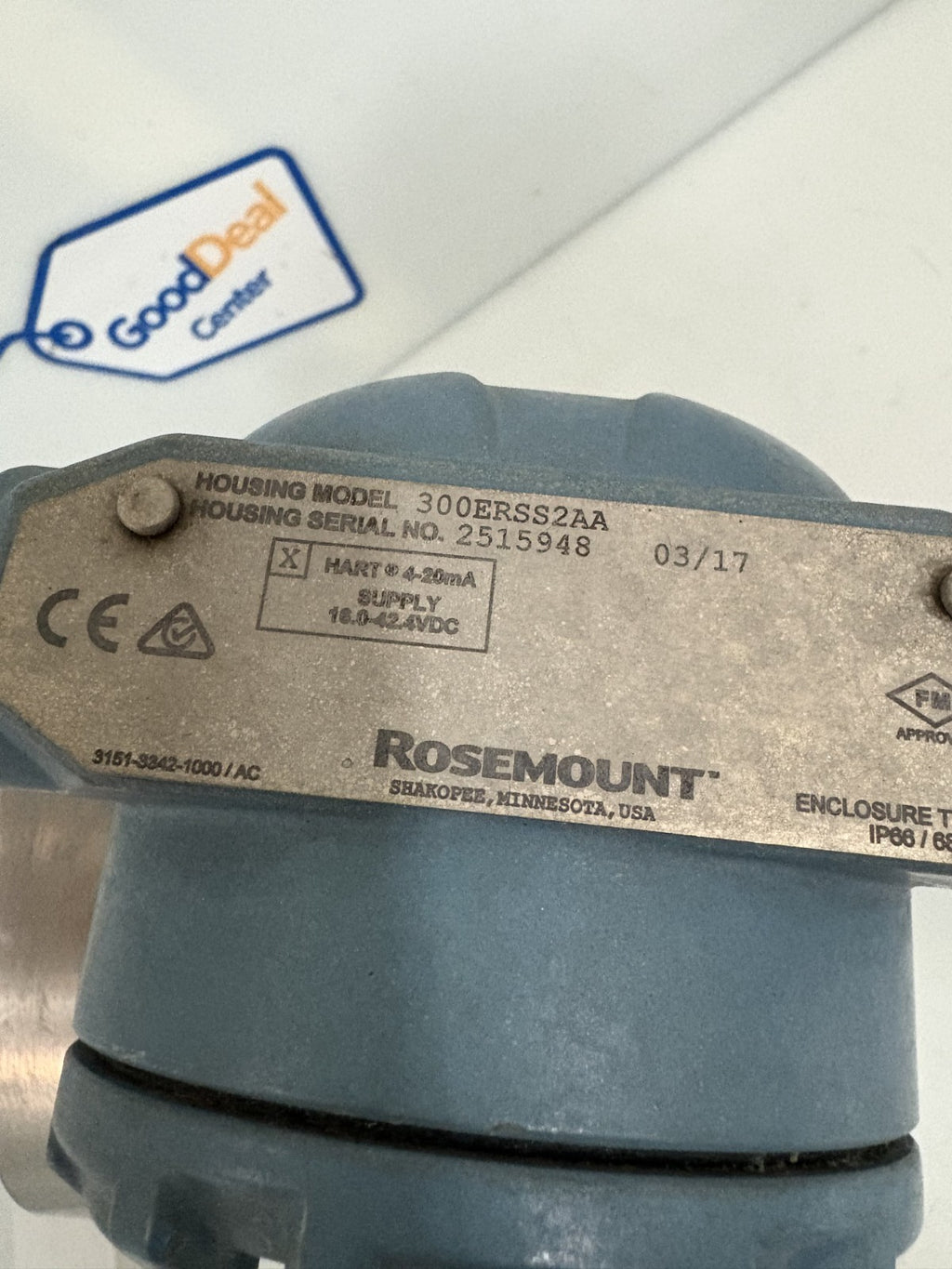 ROSEMOUNT FLOW METER 300ERSS2AA W/ELECT REMOTE SENSOR 3051SAL1SG4AA2A1020DFF71DA1