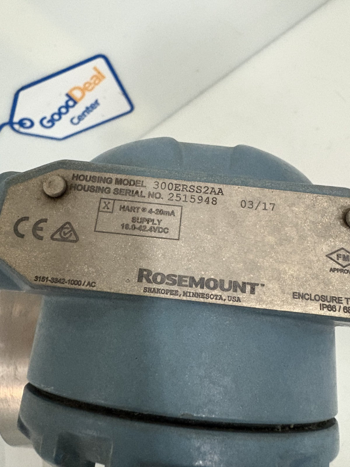 ROSEMOUNT FLOW METER 300ERSS2AA W/ELECT REMOTE SENSOR 3051SAL1SG4AA2A1020DFF71DA1