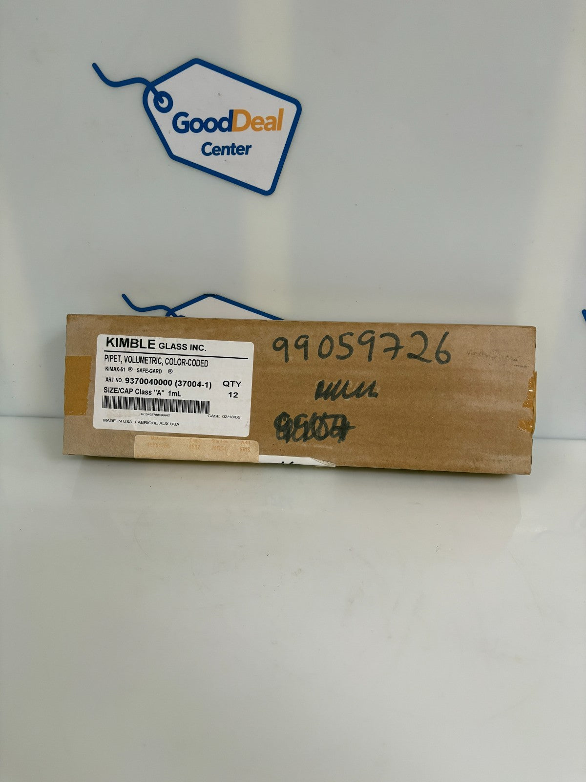 KIMBLE GLASS 1ML VOLUMETRIC COLOR CODED PIPET 9370040000 (37004-1) BOX OF 12