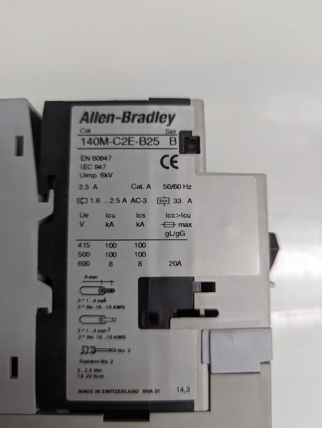 ALLEN BRADLEY COIL STARTER 190S-ANDJ2-CB25C SER. B2