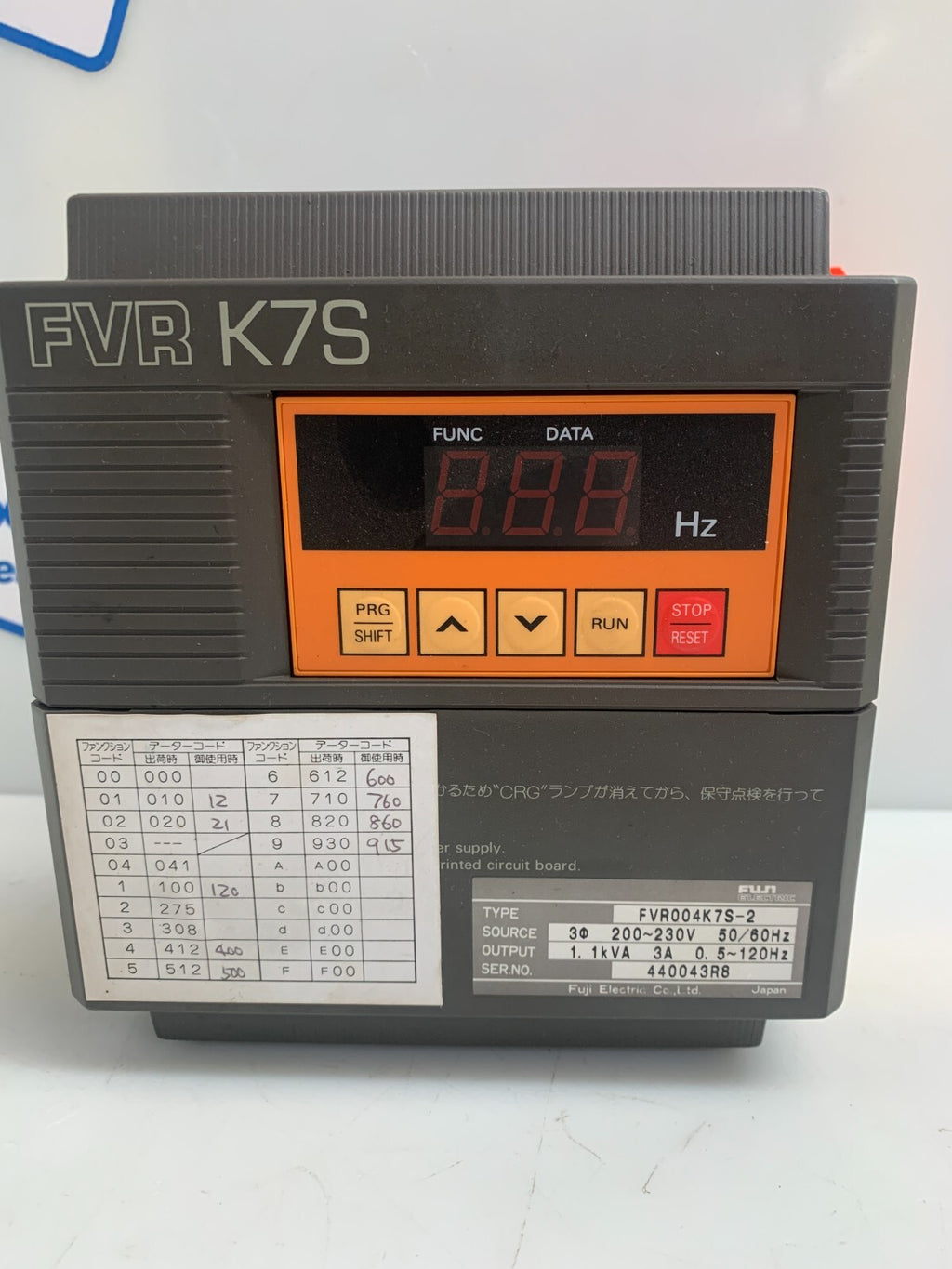 FUJI ELECTRIC FVR K7S  AC Drive  FVR-004K7S-21