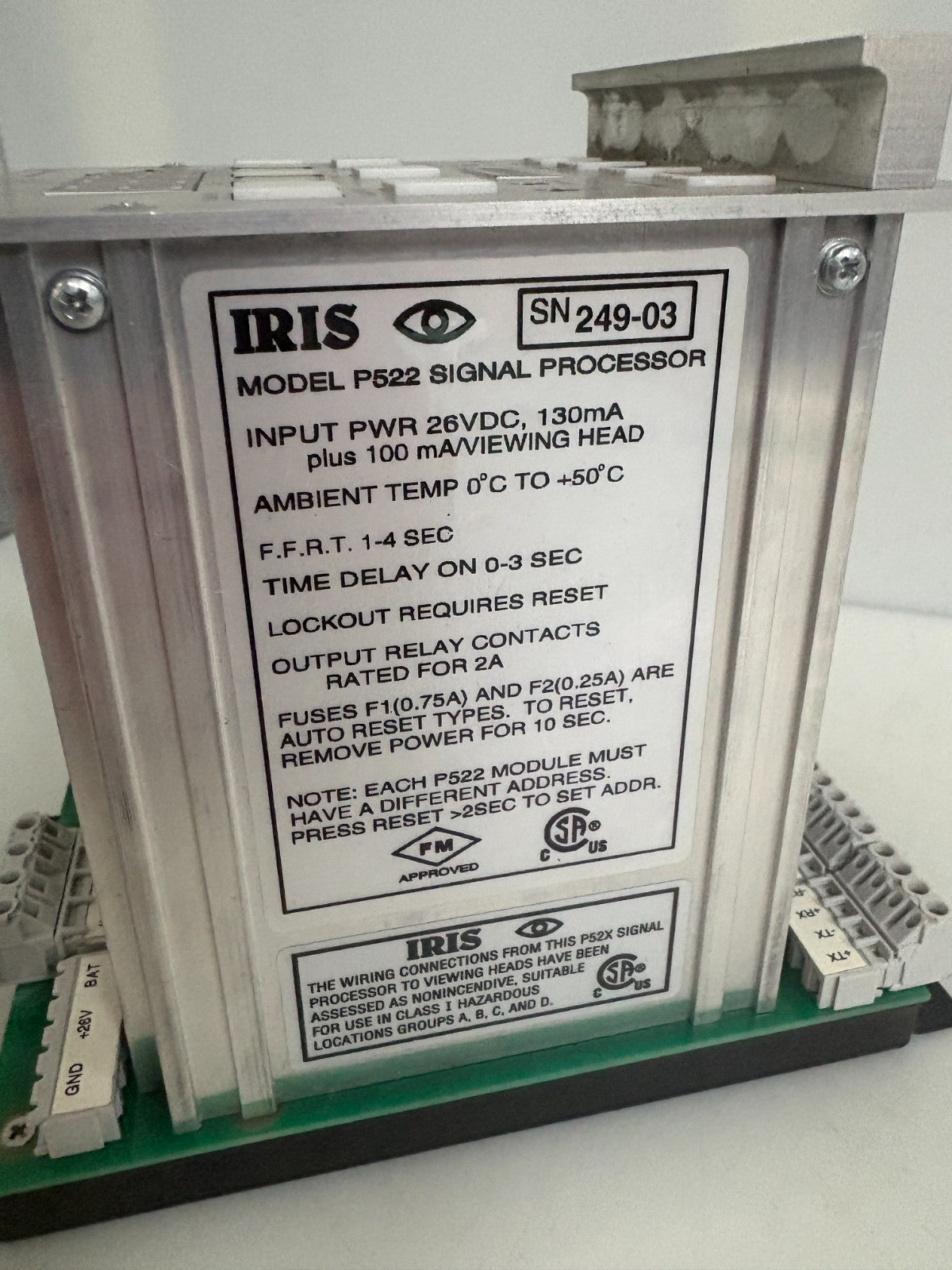 HONEYWELL IRIS FLAME SIGNAL PROCESSOR P522DC4