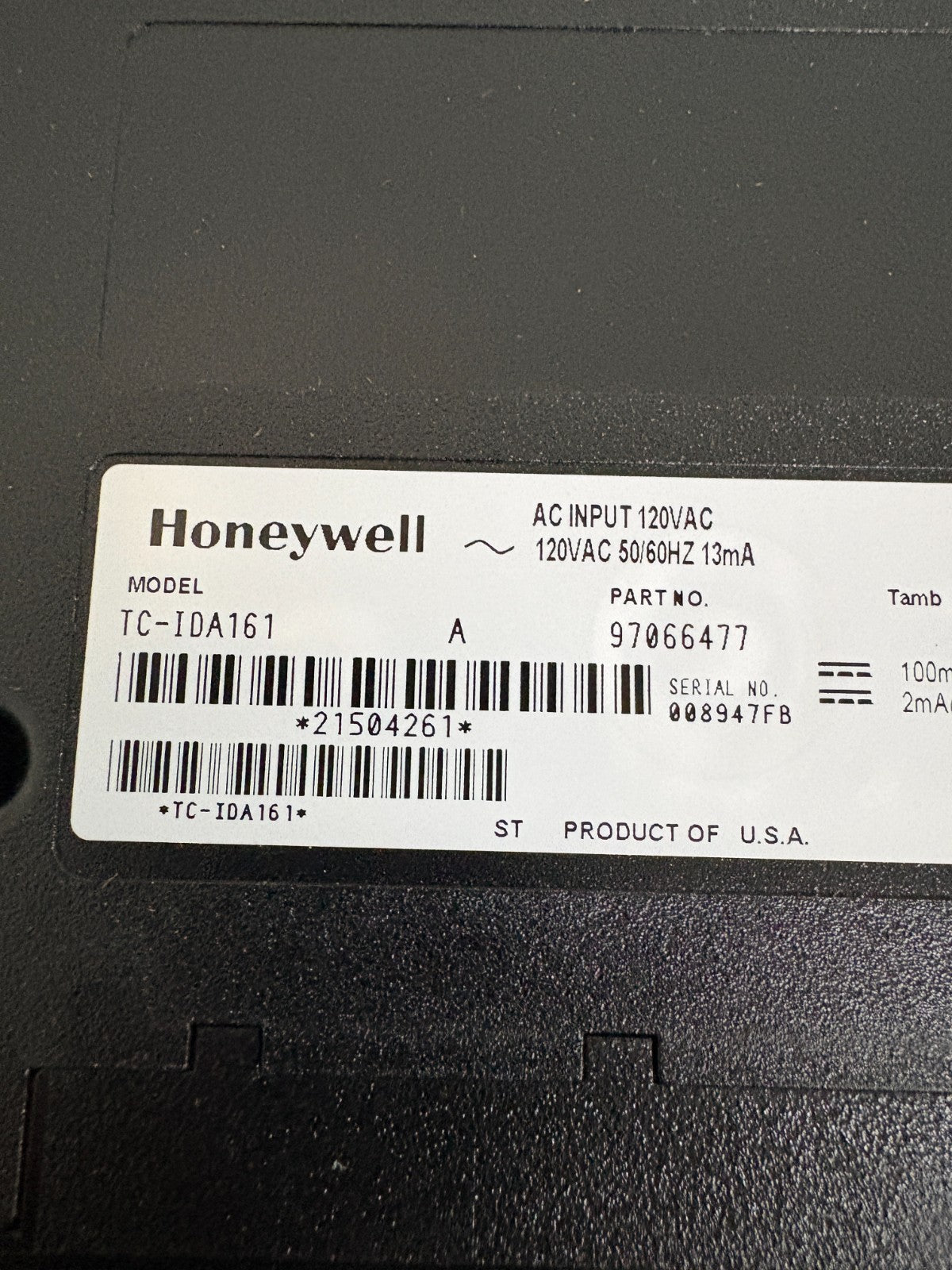 HONEYWELL AC INPUT 120/AC MODULE TC-IDA161 A 97066477