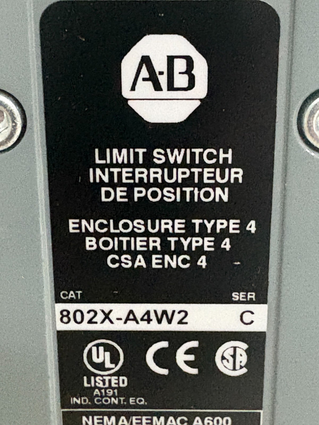 ALLEN BRADLEY LIMIT SWITCH 802X-A4W22