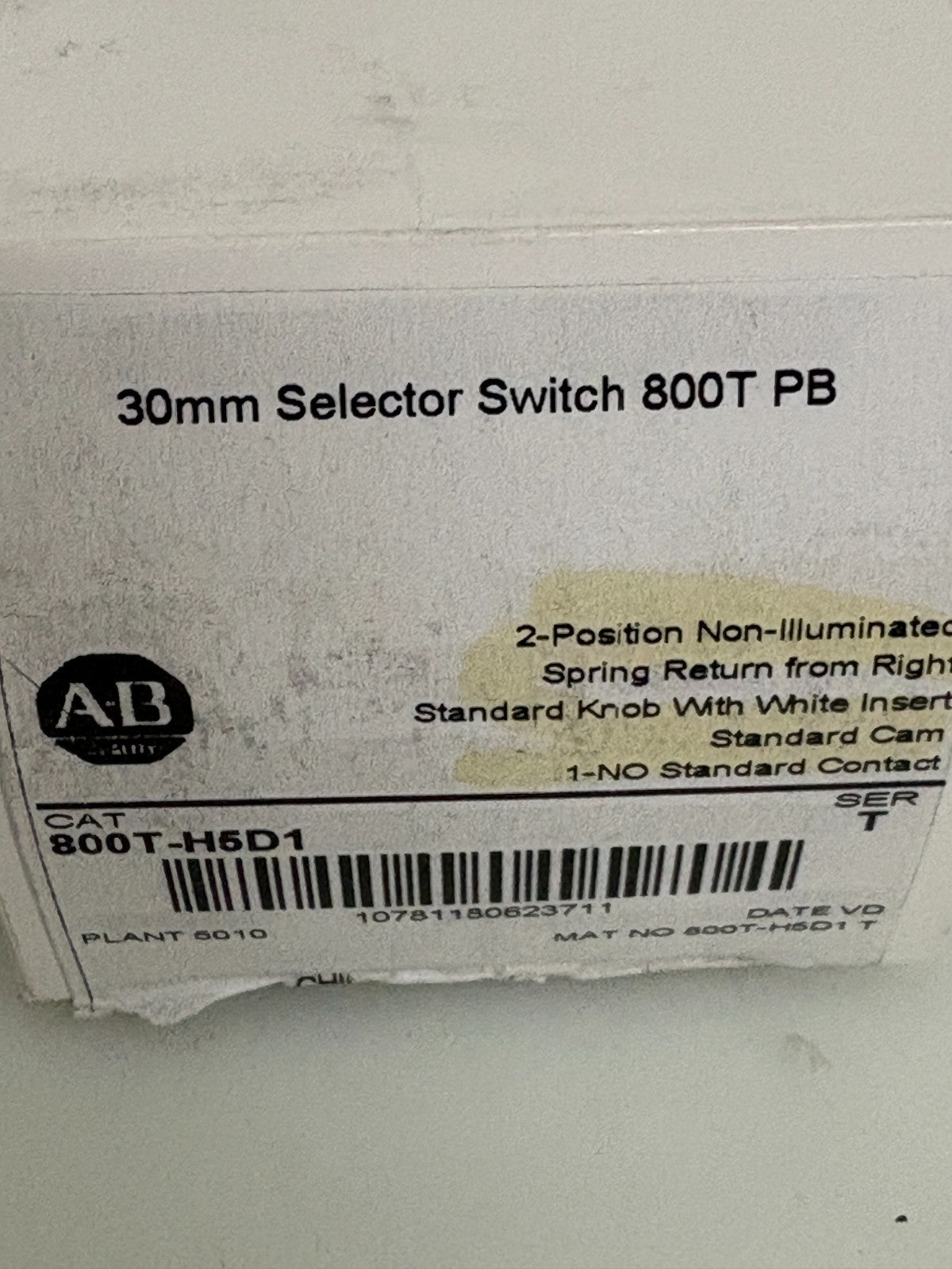 ALLEN BRADLEY SELECTOR SWITCH 800T-H5D1