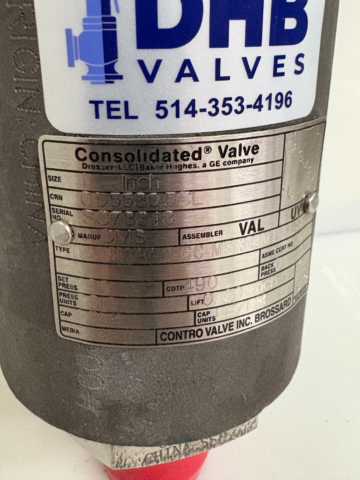 CONSOLIDATED VALVE 1" STEAM VALVE 490 PSI 0G55305 CL 19226MCG-2-CC-MS-34MT-FT-SS2