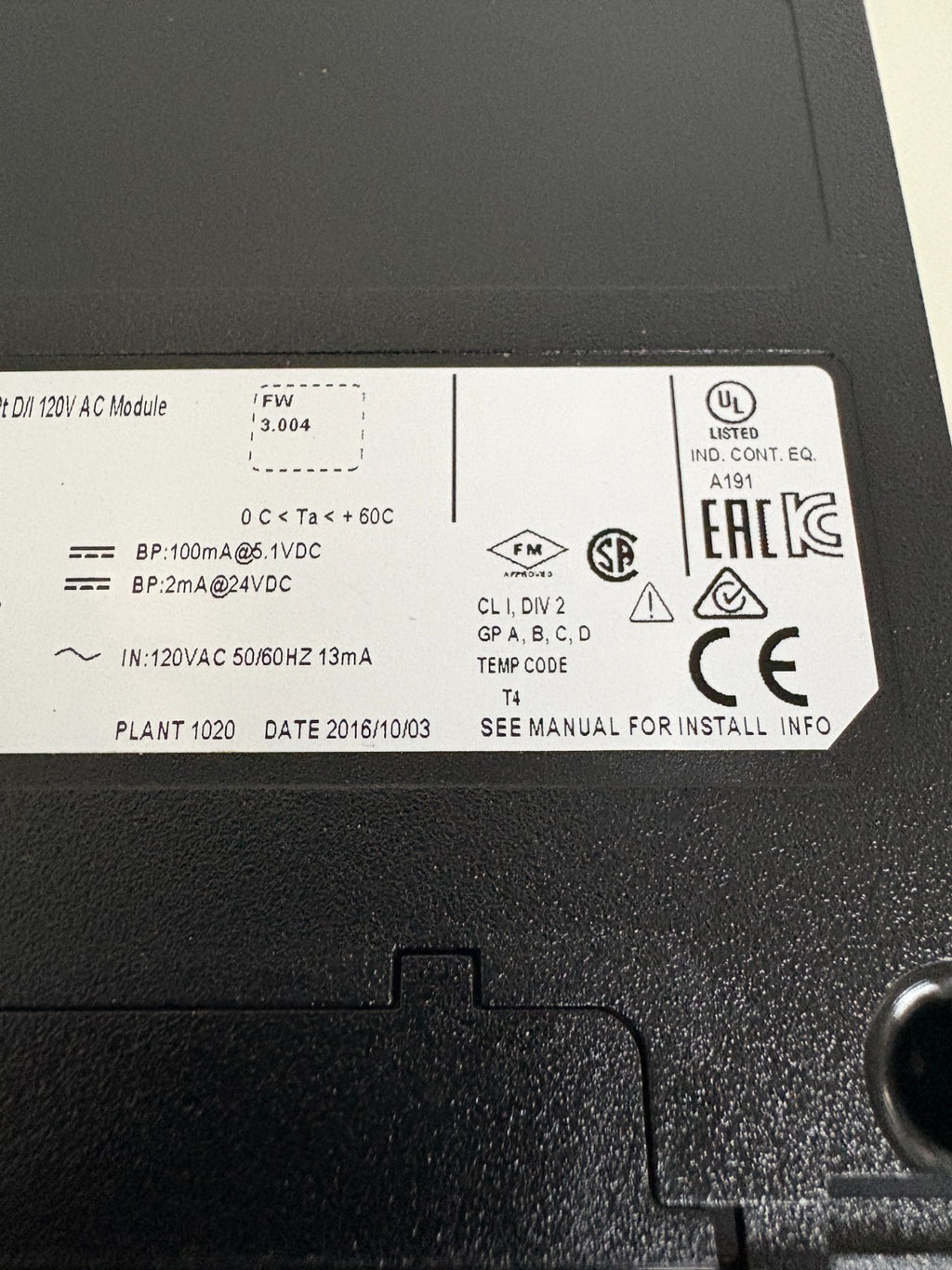 ALLEN BRADLEY CONTROLLOGIX 16 PT DI 120V AC INPUT MODULE