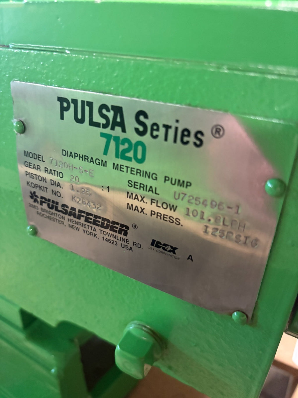 PULSAFEEDER PULSA 7120 DIAPHRAGM METERING PUMP 7120H-S-E2