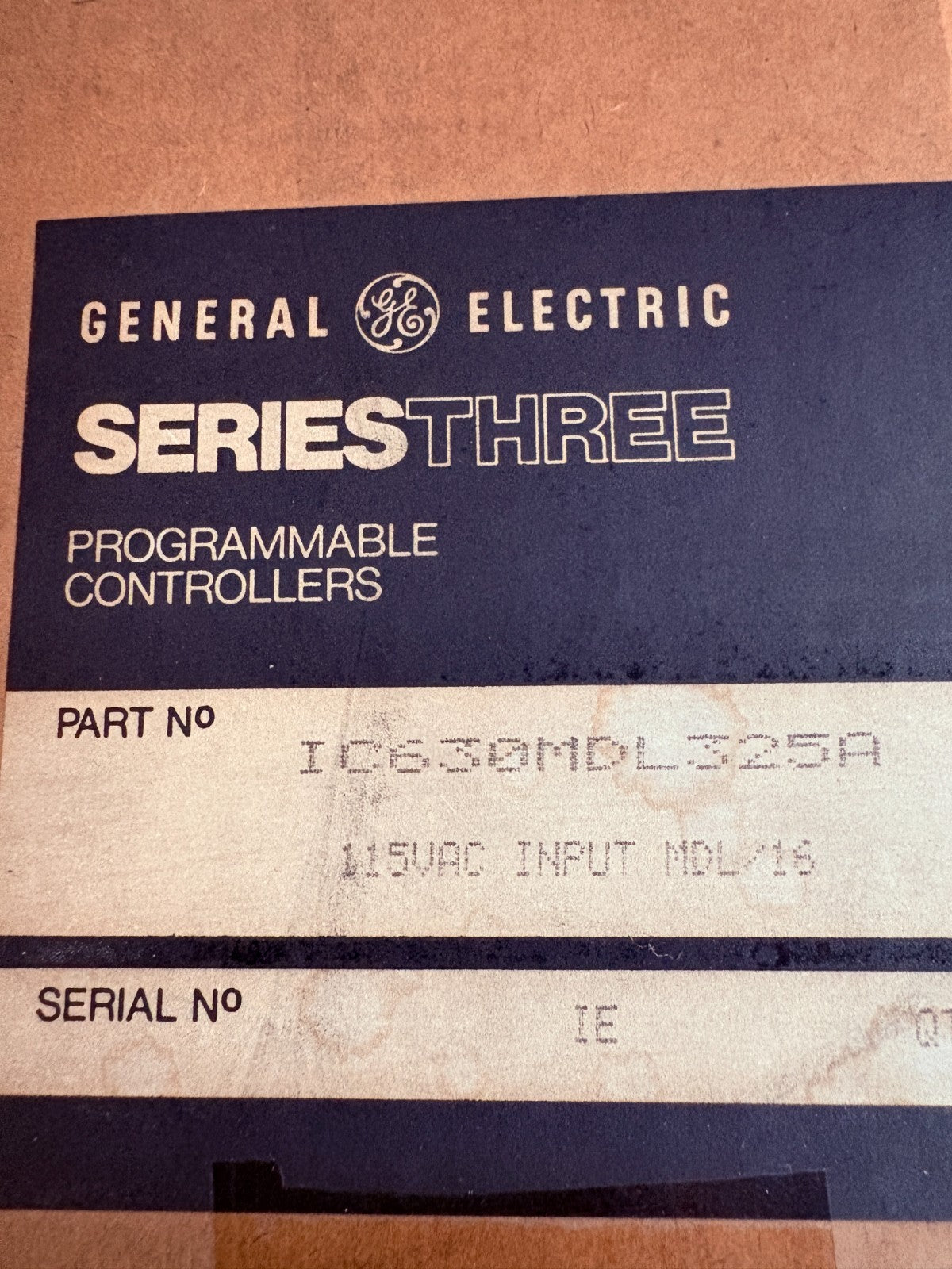 GENERAL ELECTRIC 115VAC INPUT MDL/16 IC630MDL325A