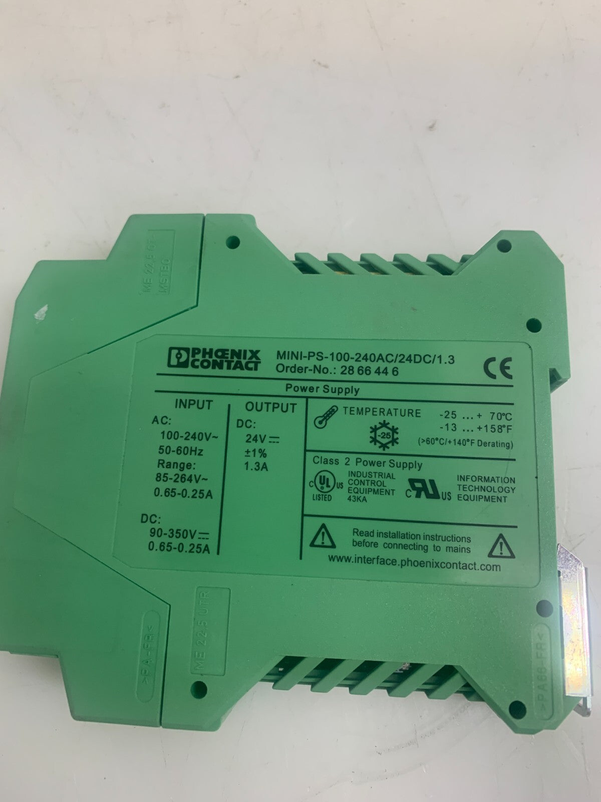 PHOENIX CONTACT MINI-PS-100-240AC/24DC/1.3 Power Supply