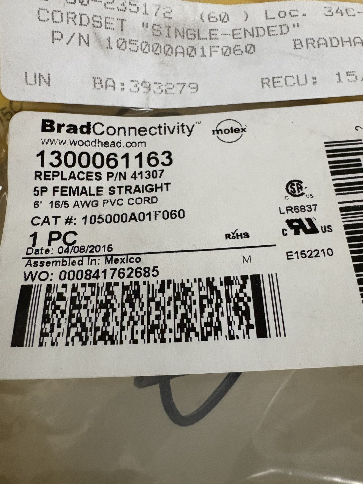 BRAD CONNECTIVITY 5P FEMALE STRAIGHT #1300061163
