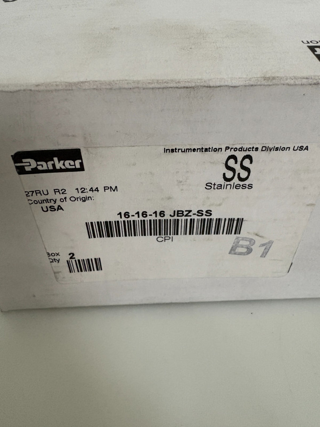 LOT OF 2 PARKER S.STEEL 1" TUBE UNION TEE 16-16-16 JBZ-SS