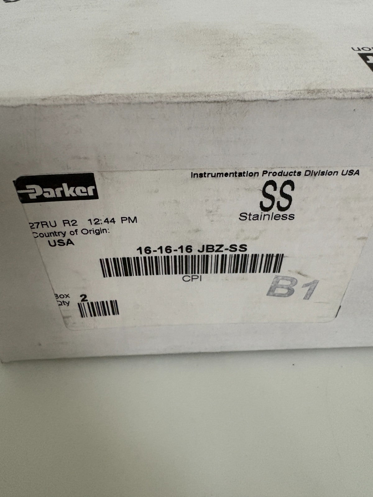 LOT OF 2 PARKER S.STEEL 1" TUBE UNION TEE 16-16-16 JBZ-SS