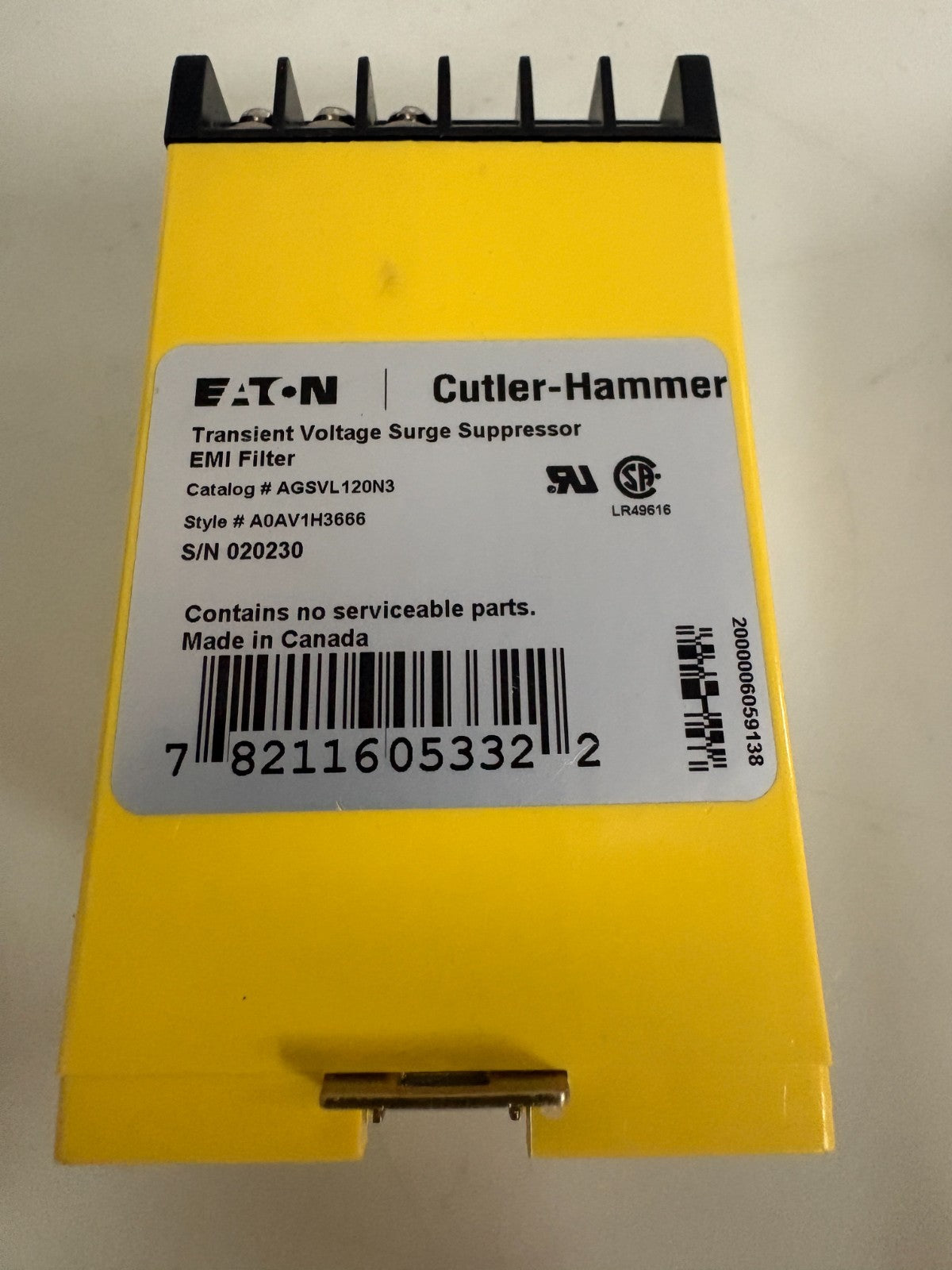 EATON SURGE SUPPRESSOR EMI FILTER AEGIS VL AGSVL120N3