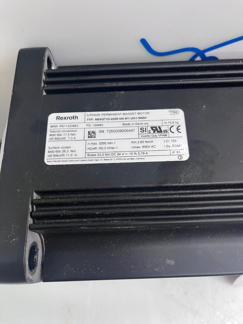 REXROTH  R911333463  3-Phase Permanent Magnet Motor  MSK071D