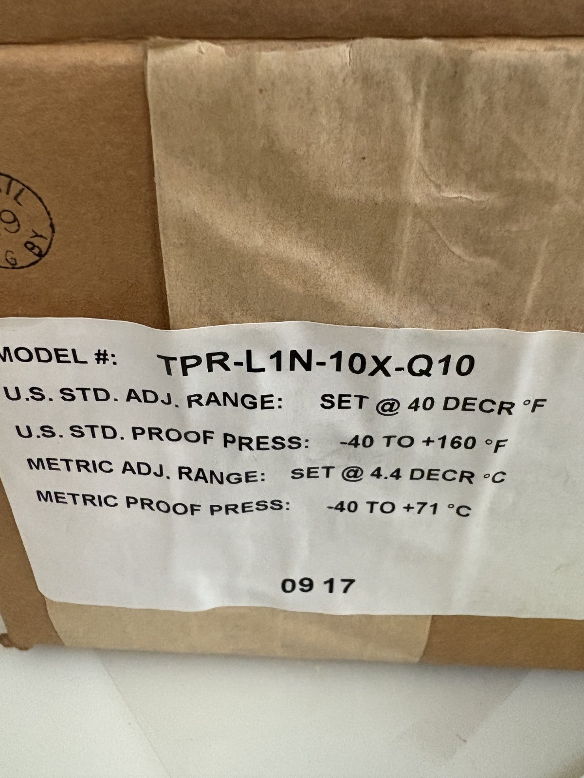 BARKSDALE TEMPERATURE SWITCH HEAT/FREEZE TRACE TPR-L1N-10X-Q103