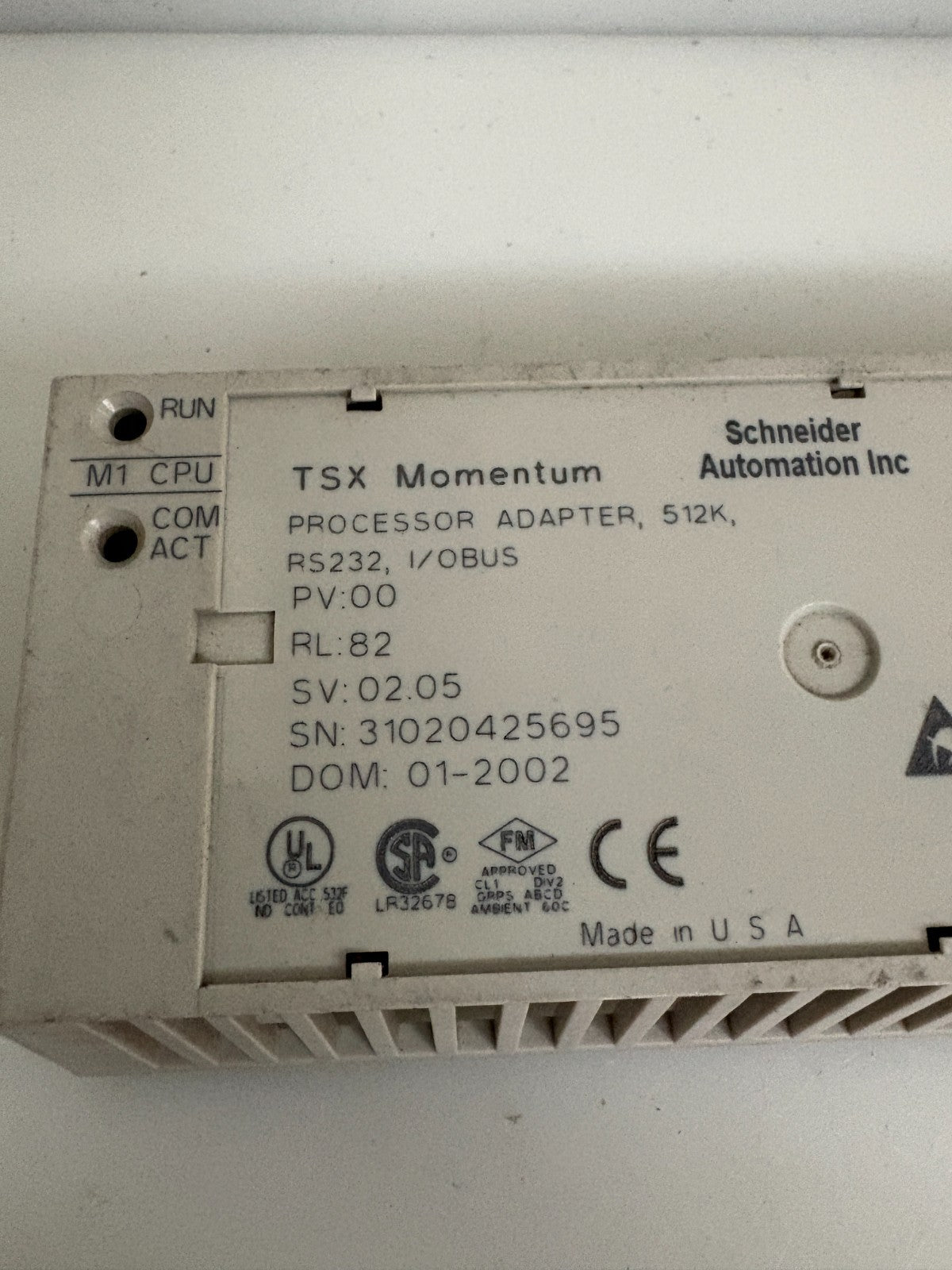 SCHNEIDER TSX MOMENTUM PROCESSOR ADAPTER 512K 171 CCC 760 10