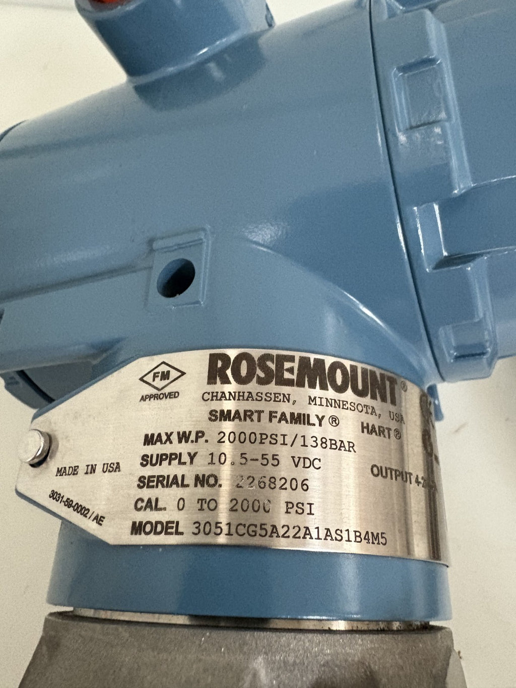 ROSEMOUNT SMART FAMILY PRESSURE TRANSMITTER 3051CG5A22A1AS1B4M5 W/MODULE2