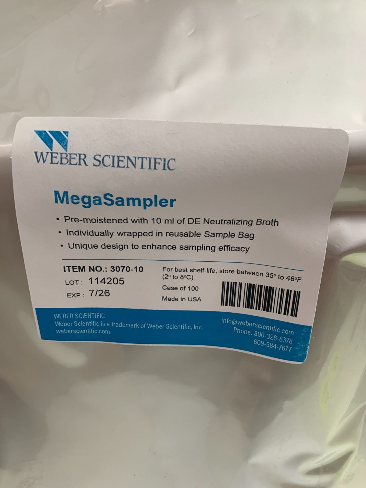 WEBER SCIENTIFIC  MegaSampler  DE Neutralizing Broth 3070-10  (Box of 100)
