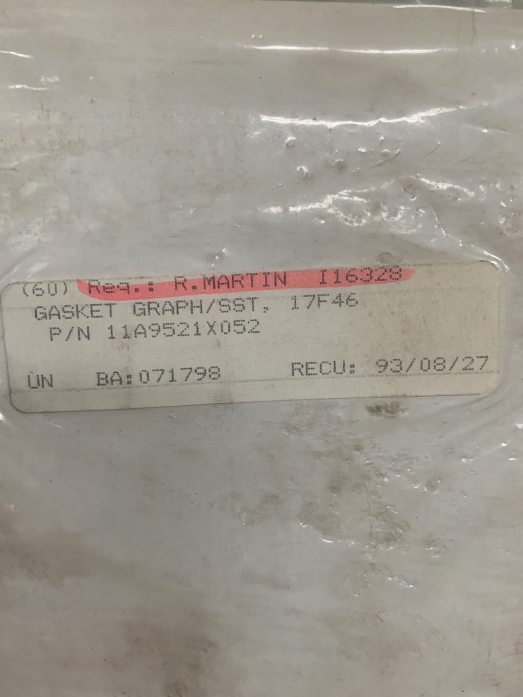 FISHER CONTROLS GASKET GRAPH/SST #11A9521X052