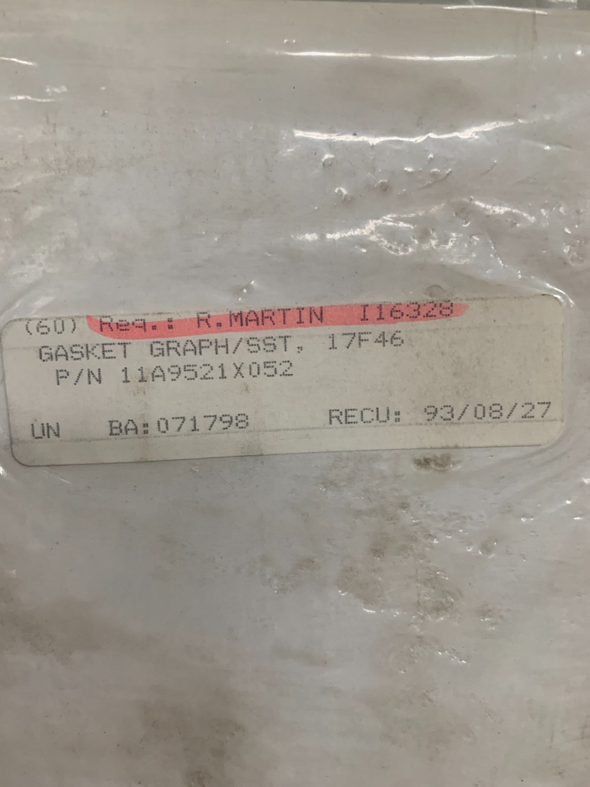 FISHER CONTROLS GASKET GRAPH/SST #11A9521X052
