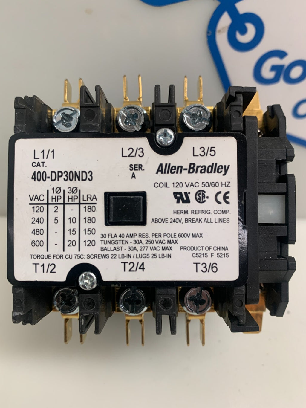 ALLEN BRADLEY  Definite Purpose Contactor   400-DP30ND3  w/400-AB1