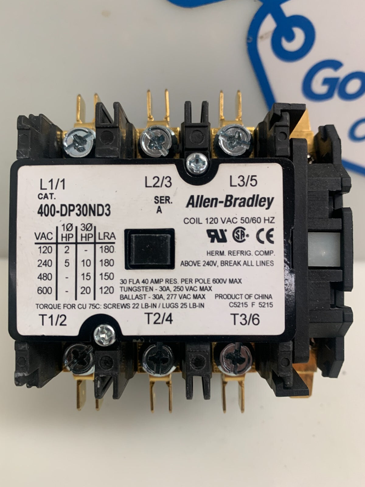 ALLEN BRADLEY  Definite Purpose Contactor   400-DP30ND3  w/400-AB1