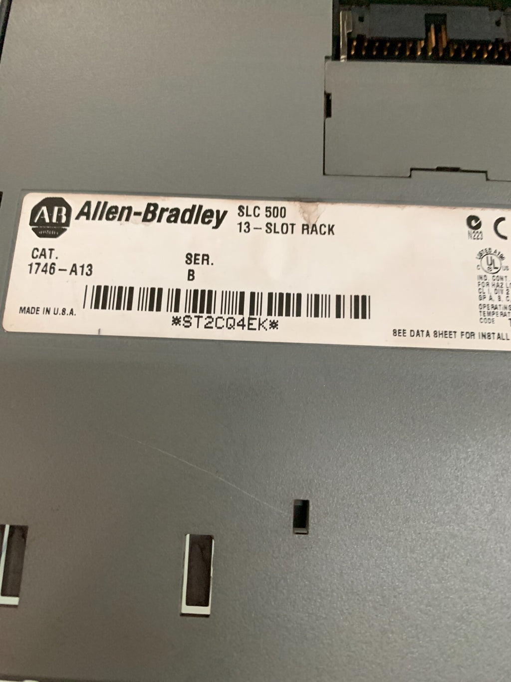 ALLEN BRADLEY SC500 POWER SUPPLY 1746-PR SER C  W/13 SLOT RACK 1746-A13 SER B3