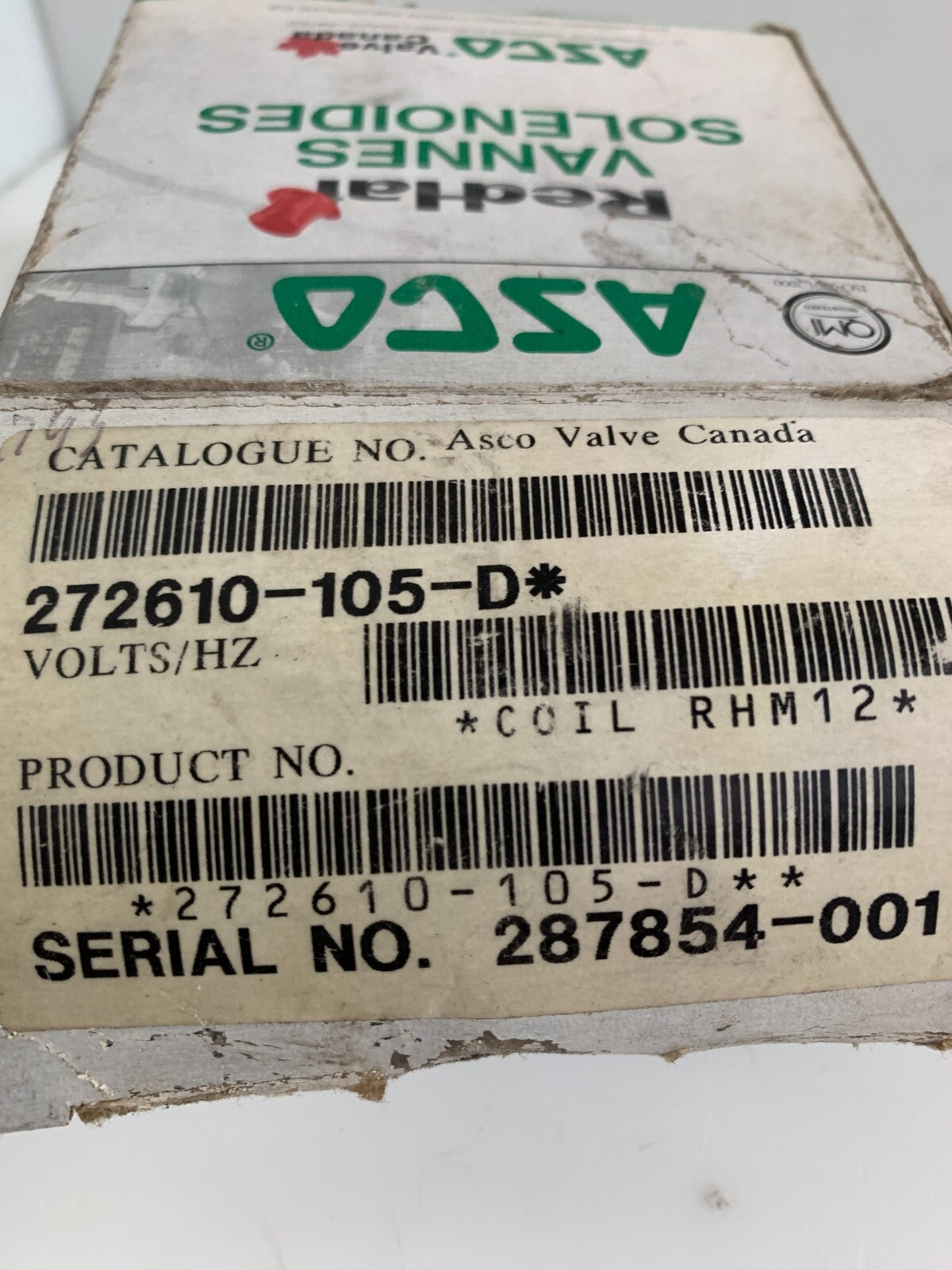 ASCO SOLENOID COIL 272610-105-D2