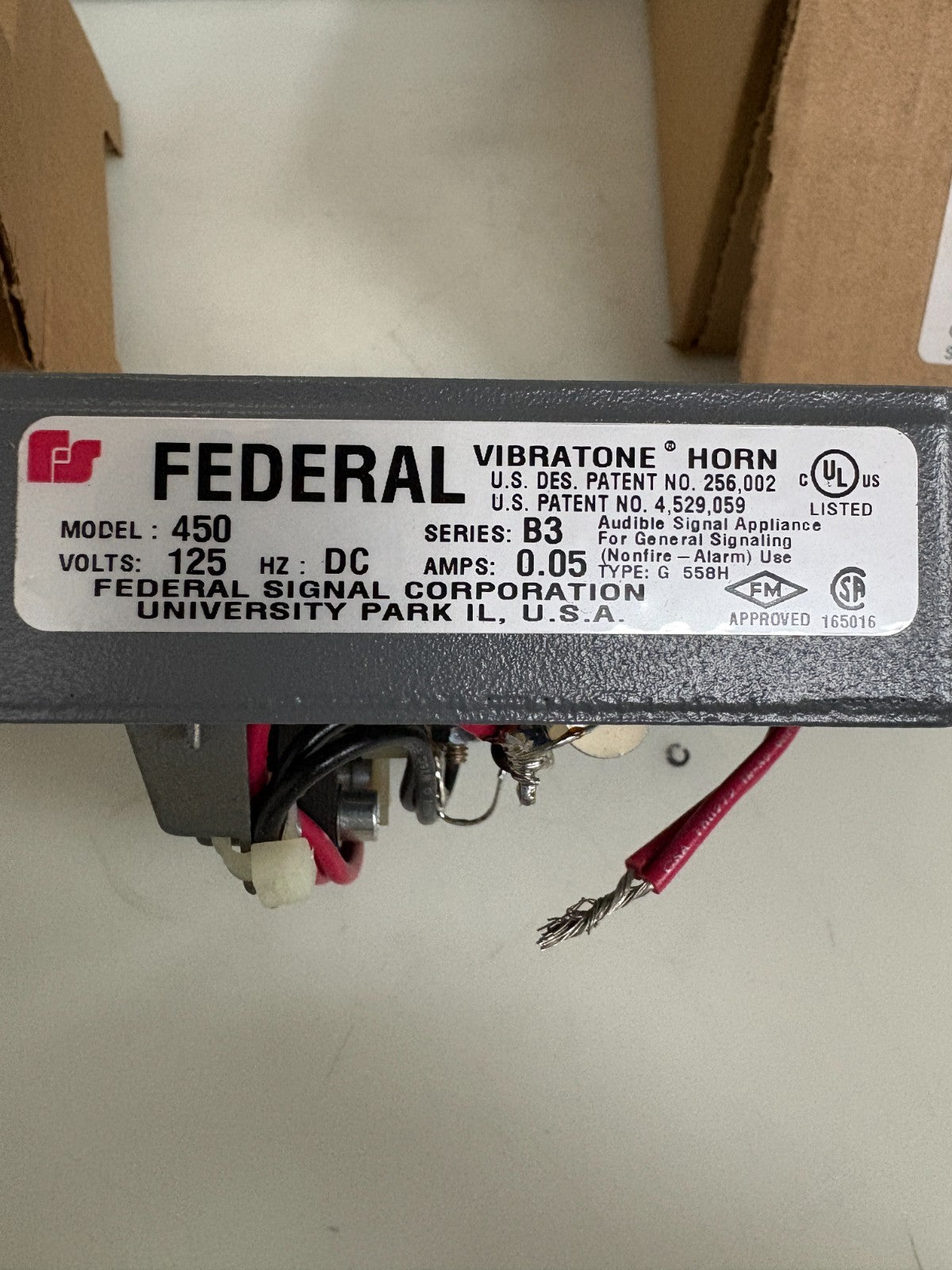 FEDERAL SIGNAL DIV VIBRATONE HORN 450-125-30