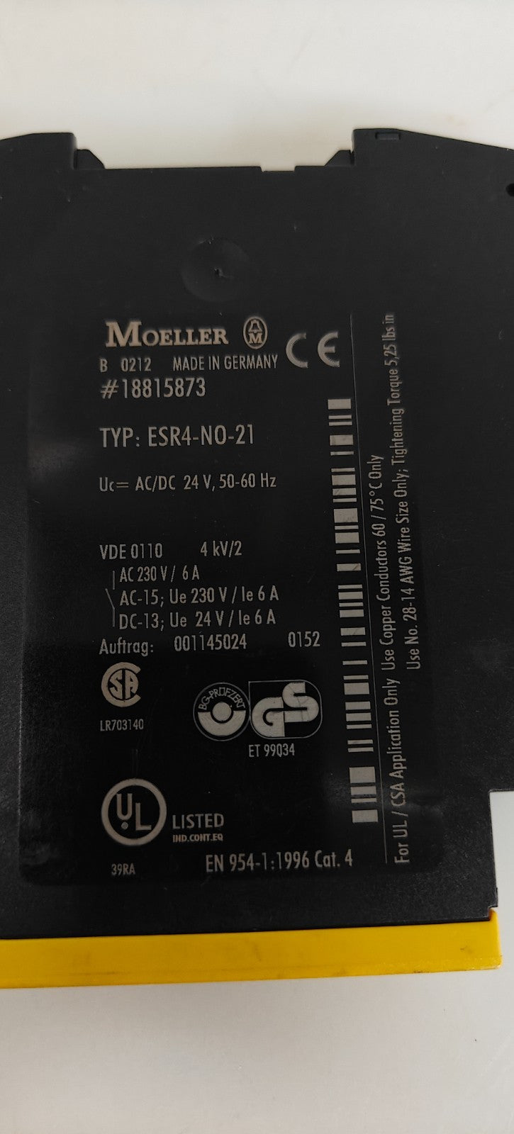 MOELLER DC RELAY ESR4-N0-211