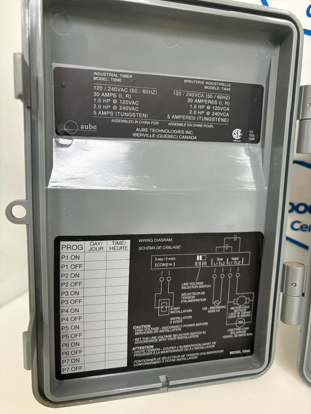 AUBE TECH HONEYWELL 7 DAY PROGRAMMABLE TIMER TI 040