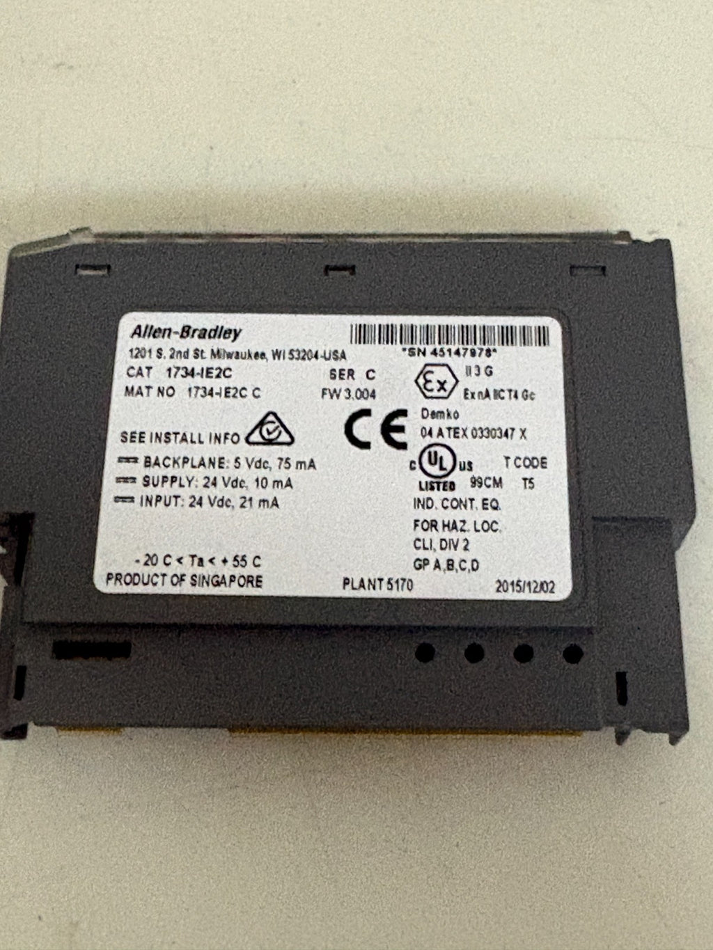 ALLEN BRADLEY 2 POINT ANALOG INPUT MODULE 1734-IE2C2