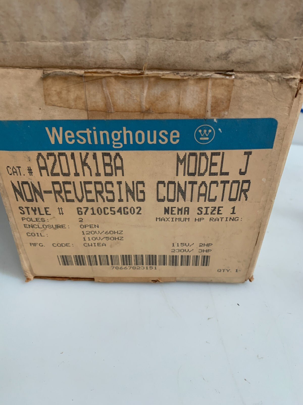 WESTINGHOUSE EATON MOTOR CONTROL A201K 1 BA J
