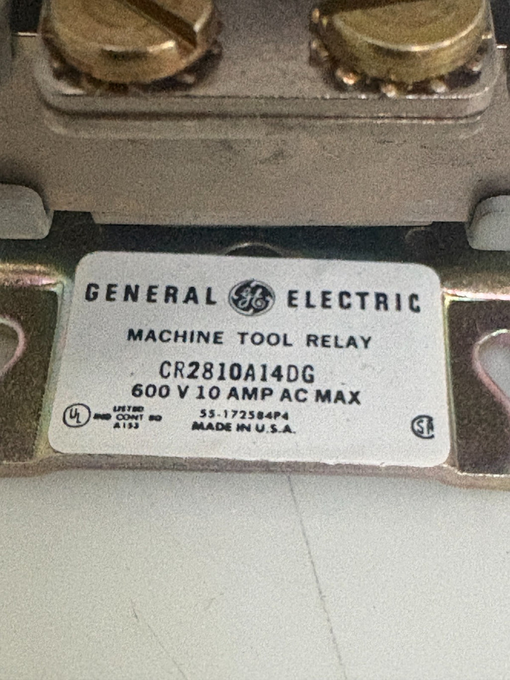 GENERAL ELECTRIC MACHINE TOOL RELAY CR2810A14DG1