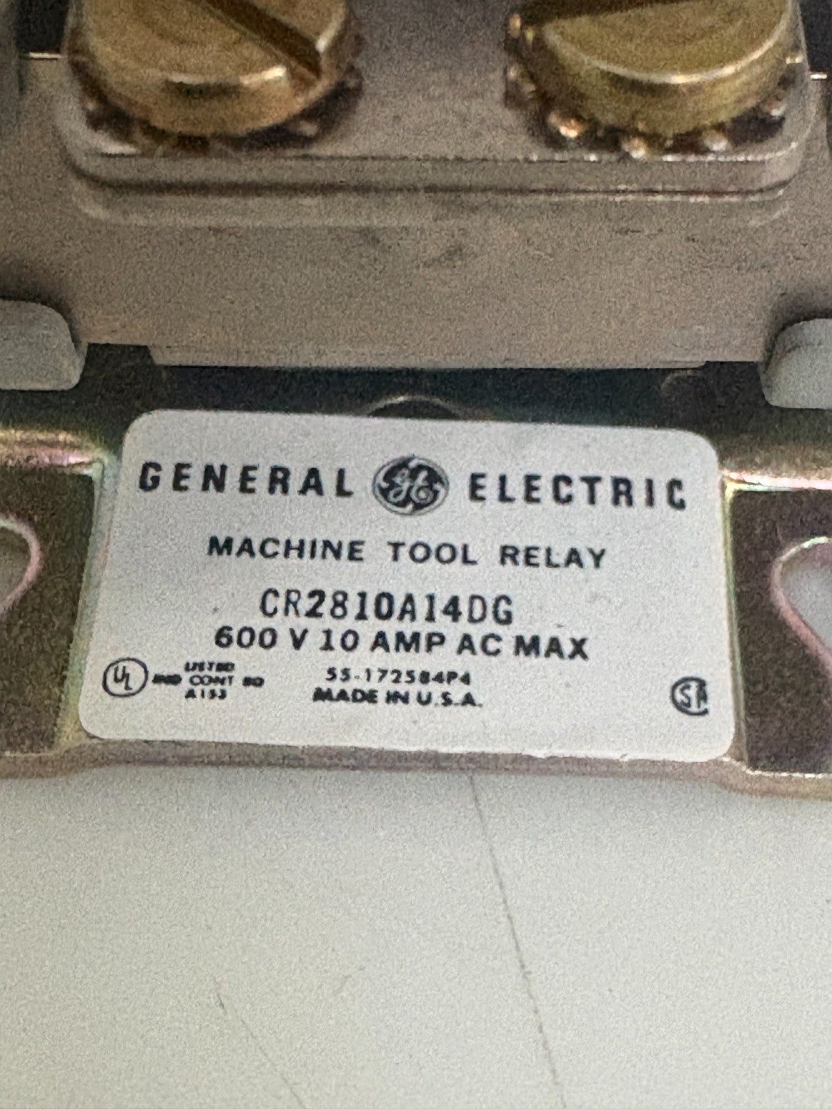 GENERAL ELECTRIC MACHINE TOOL RELAY CR2810A14DG1