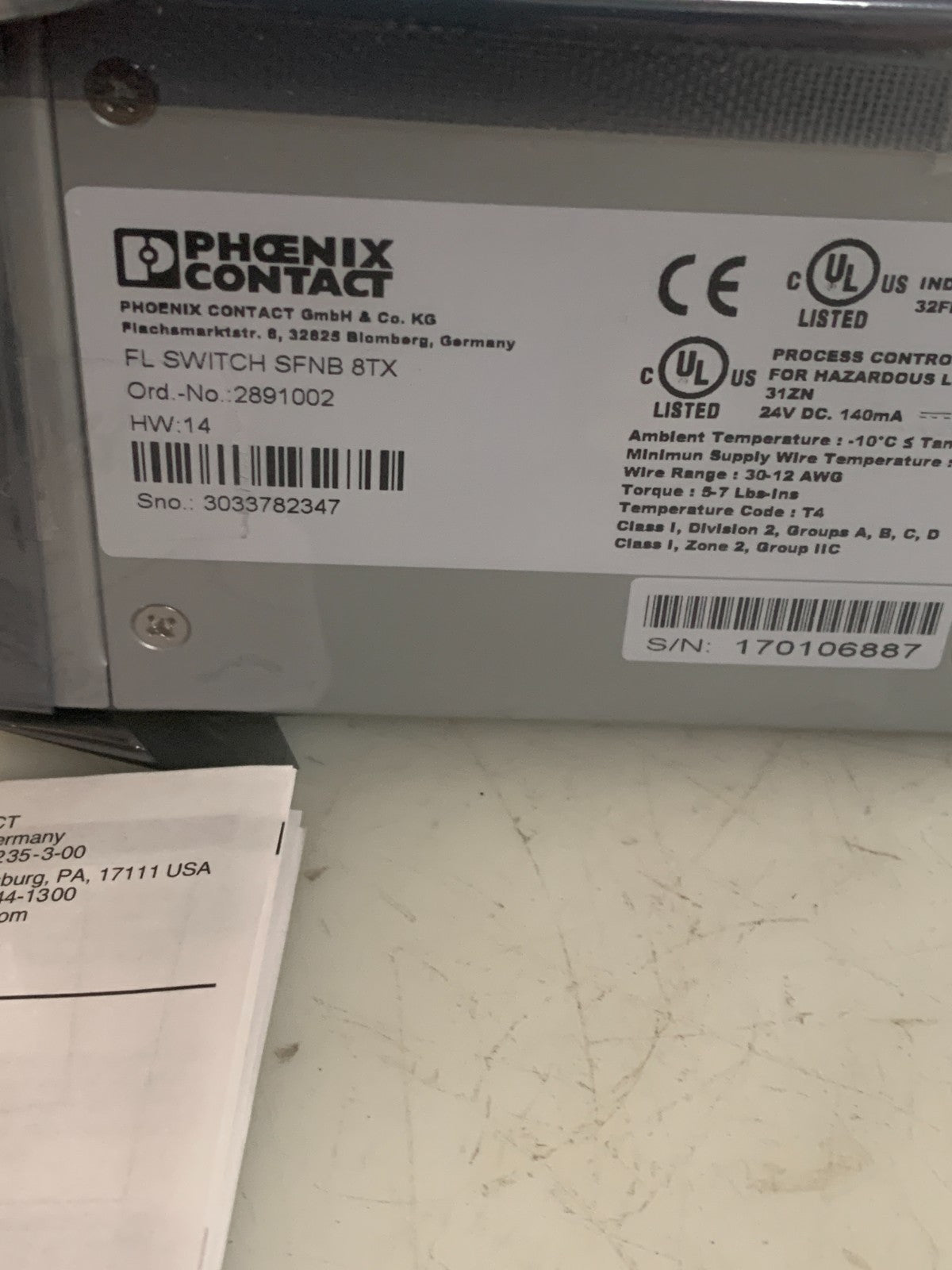 PHOENIX CONTACT FL SWITCH SFNB 8TX #28910021