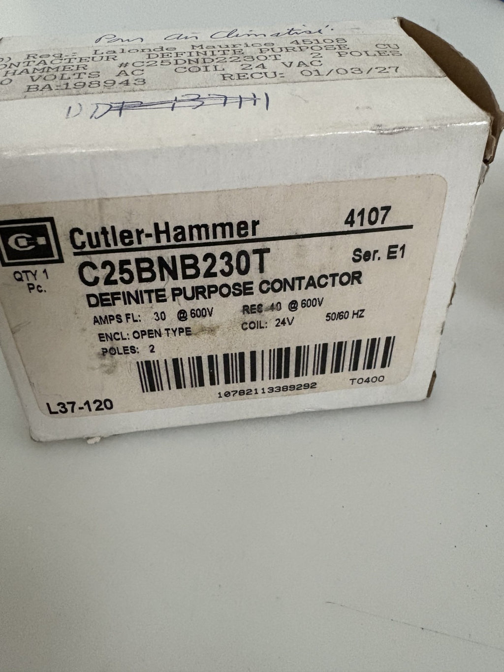 CUTLER - HAMMER DEFINITE PURPOSE CONTACTOR C25BNB230T3