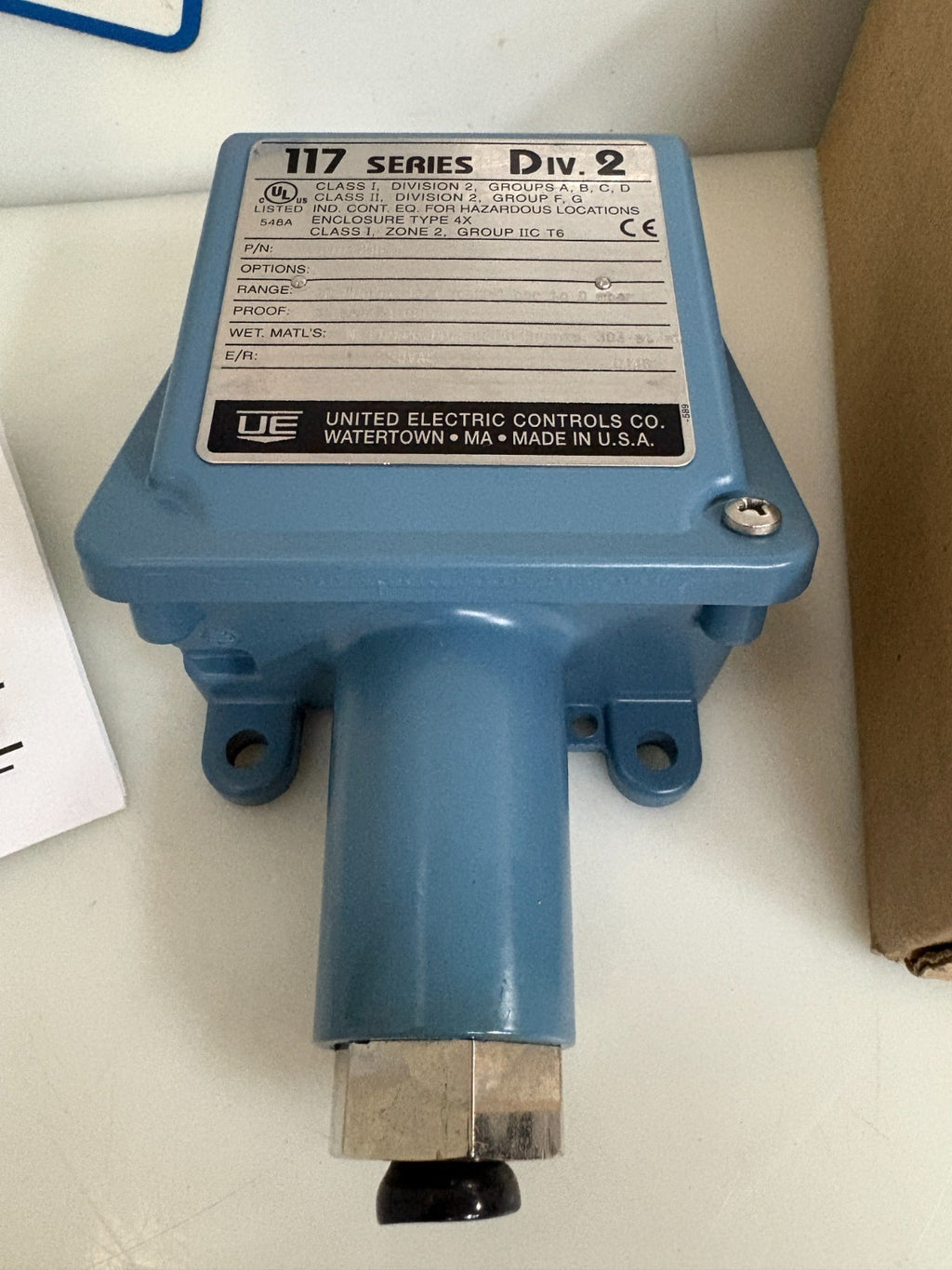 UNITED ELECTRIC SERIES 117 DIV 2 PRESSURE SWITCH H117-218