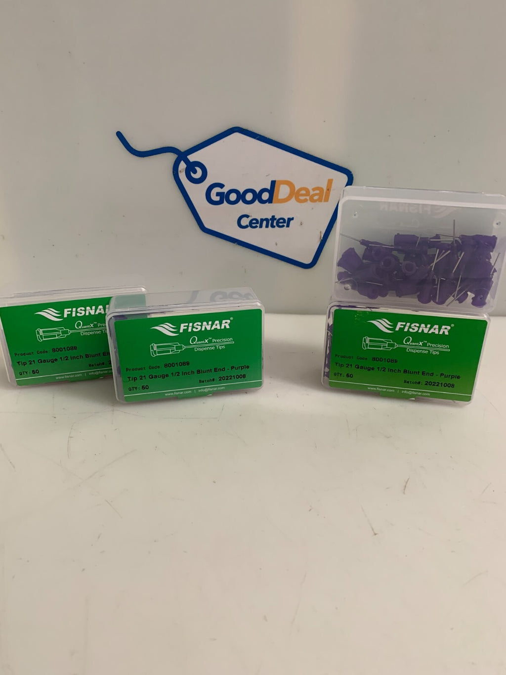 LOT OF 4 BOX FISNAR QUANT X DISPENSE TIP PURPLE 21 GA. XO.5 IN