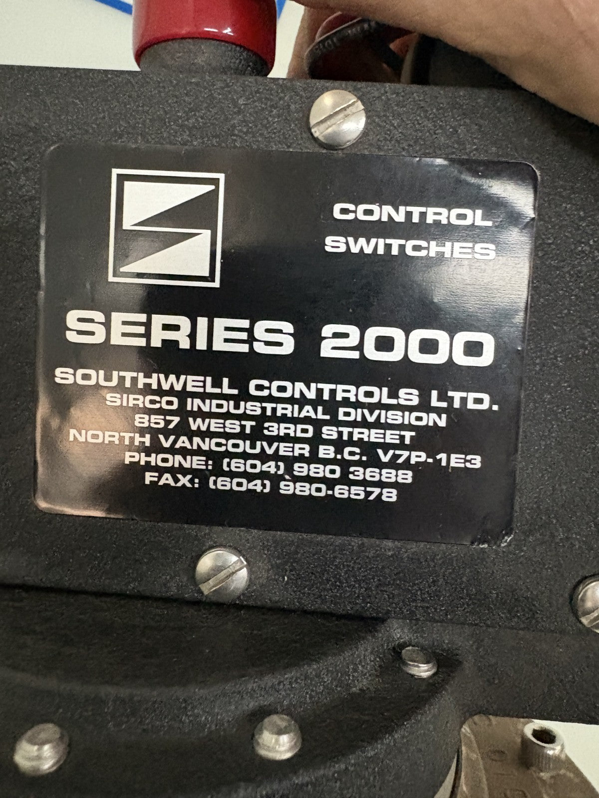 SIRCO CONTROL SWITCHES SERIES 2000 204-A1/AB1/AAA/05