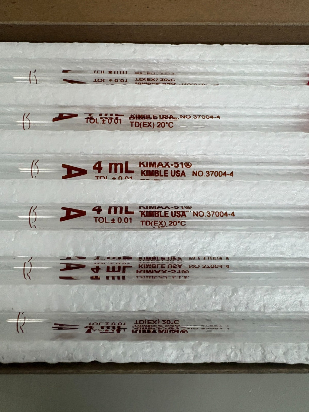 LOT OF 12 KIMBLE VOLUMETRIC COLOR CODED KIMAX 51 PIPET #9370040003