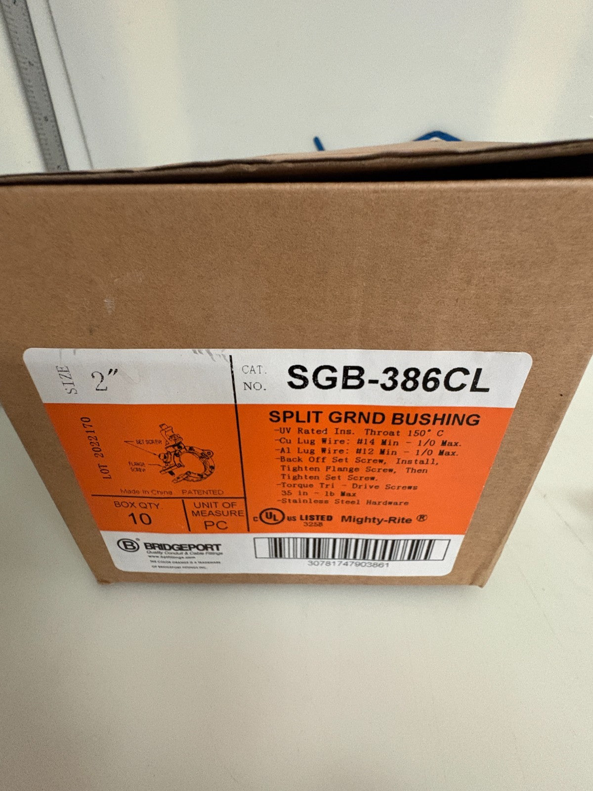 BRIDGEPORT 2" SPLIT GROUND BUSHING SGB-386CL 10 IN BOX3